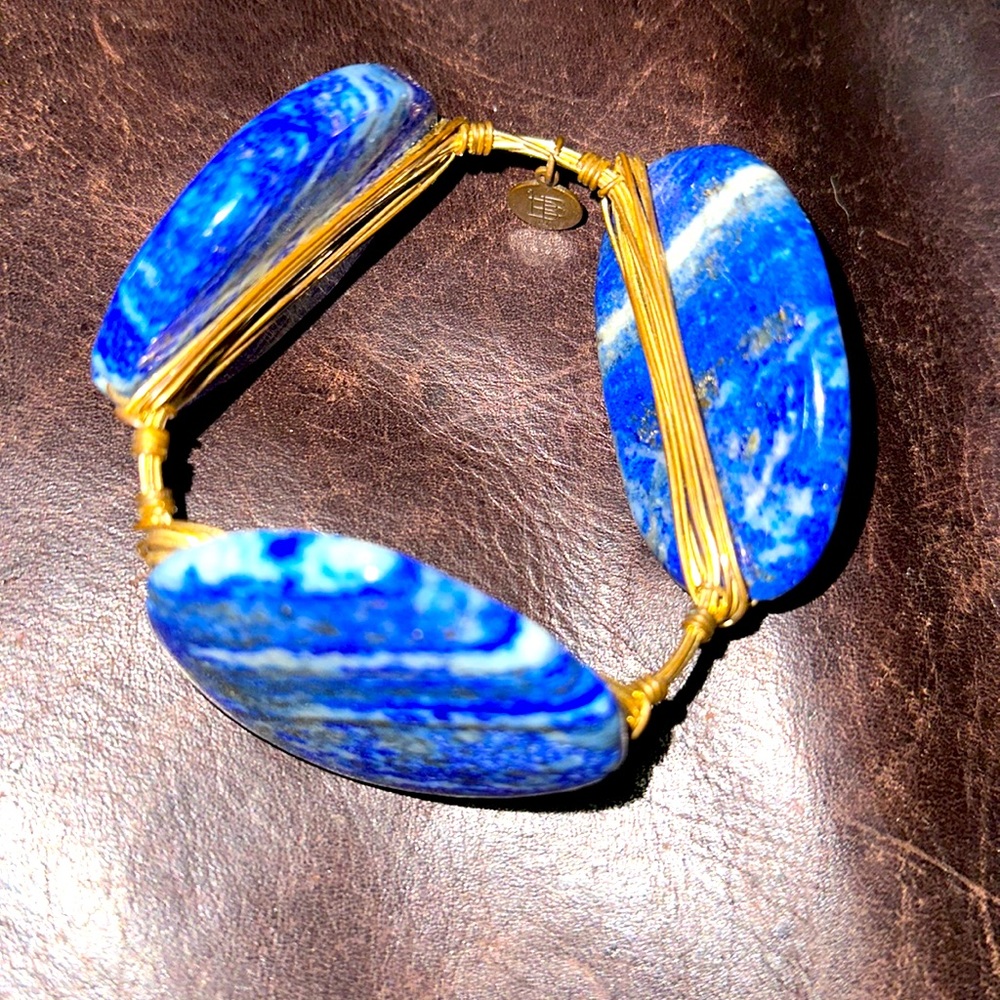 Medium Round Stones Bracelet in Blue and Gold by Bourbon and Boweties
